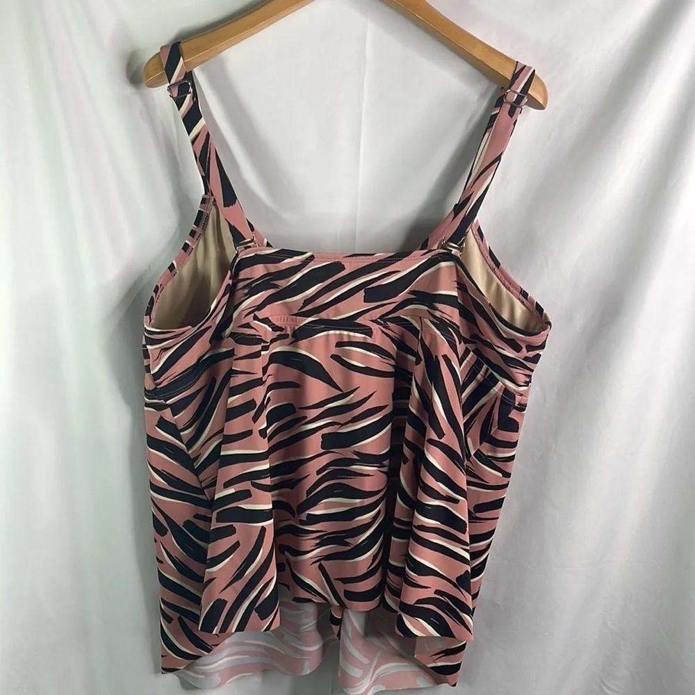 Evrl black, pink and cream tankini top